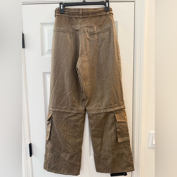 NWT ROARI Ronnie Trouser Pants in Camel Herringbone Brown Wool Cargo Size 2 - Picture 11 of 13